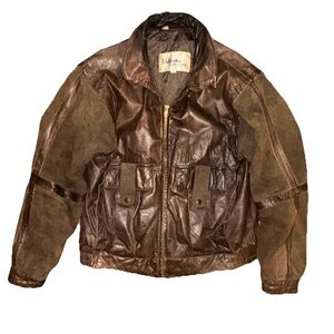 Vintage Wilsons Suede Leather Bomber Jacket Brown Aviator Mens 42